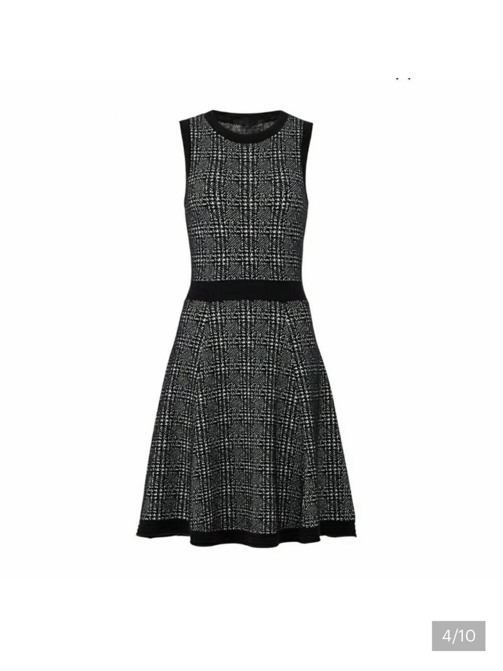 kate spade Black and White Sleeveless Fit-and-Flare Mini Dress